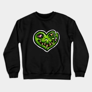 Zombie Heart Smile Eyes Green Valentines Day Crewneck Sweatshirt